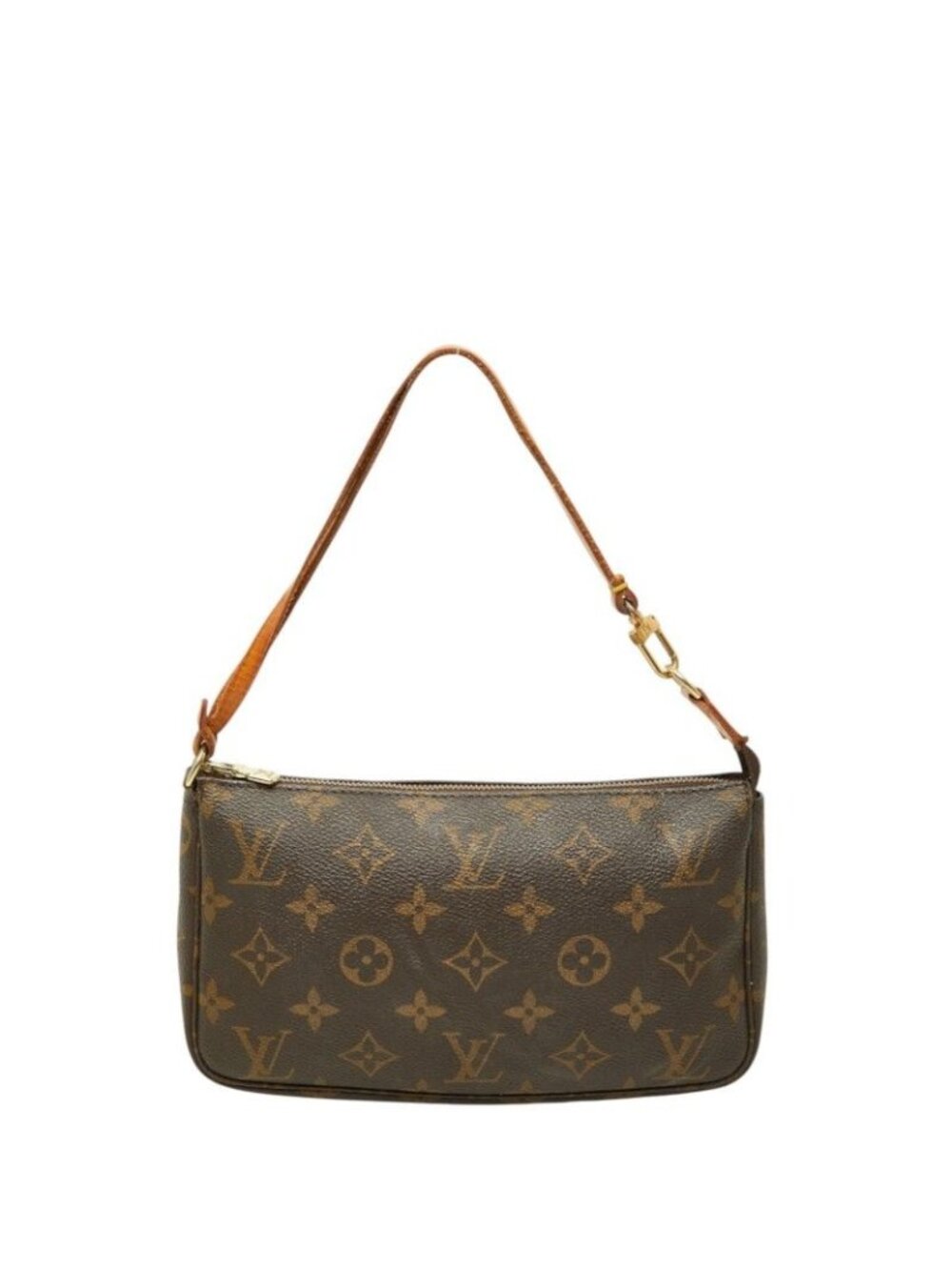 Louis Vuitton Monogram Pochette Accessoires Pouch Handbag Brown Leather